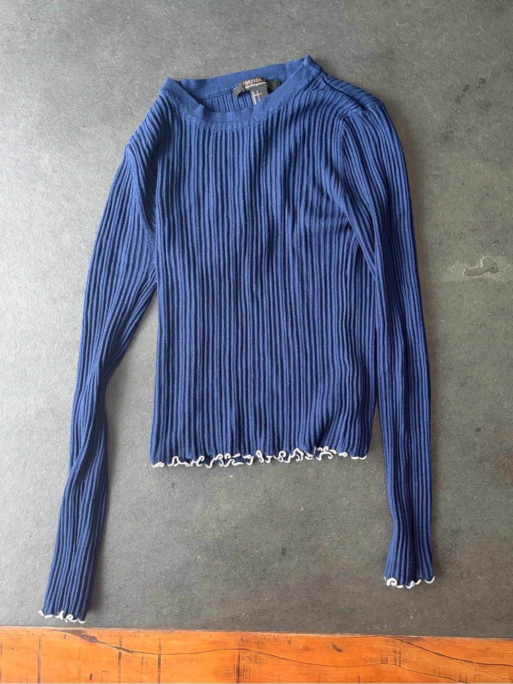 Blue lettuce trim long sleeve